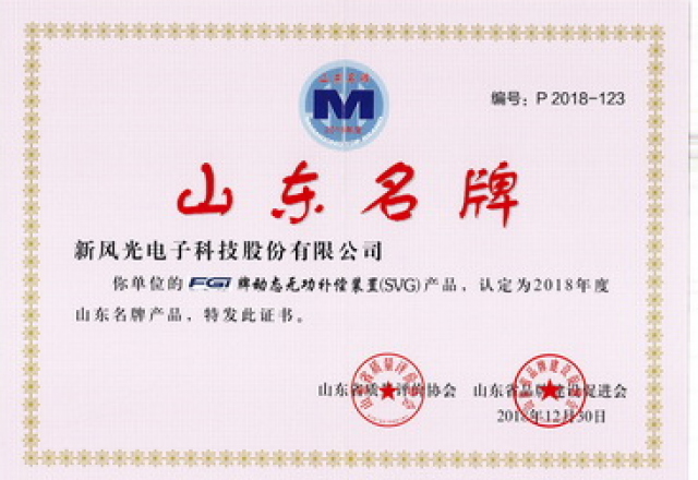 凯发K8国际信息：公司荣获“山东名牌”产品称号